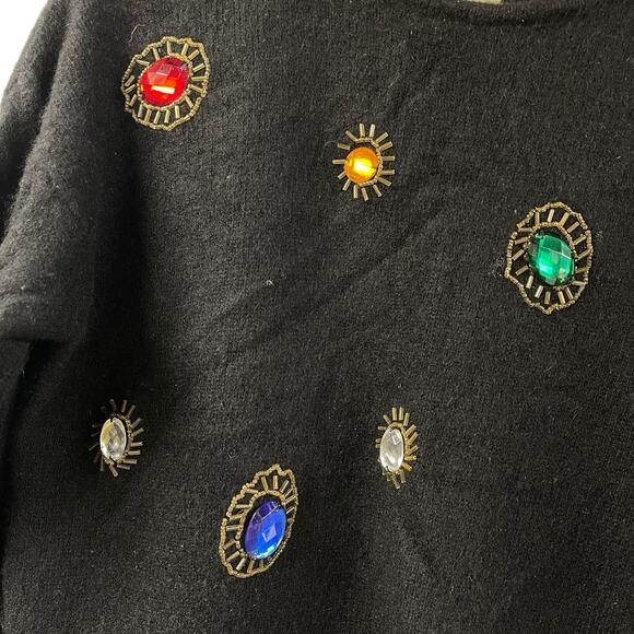 No So Ugly Christmas Sweater Vintage Glory B Gems Angora Lambswool Medium - Picture 3 of 8